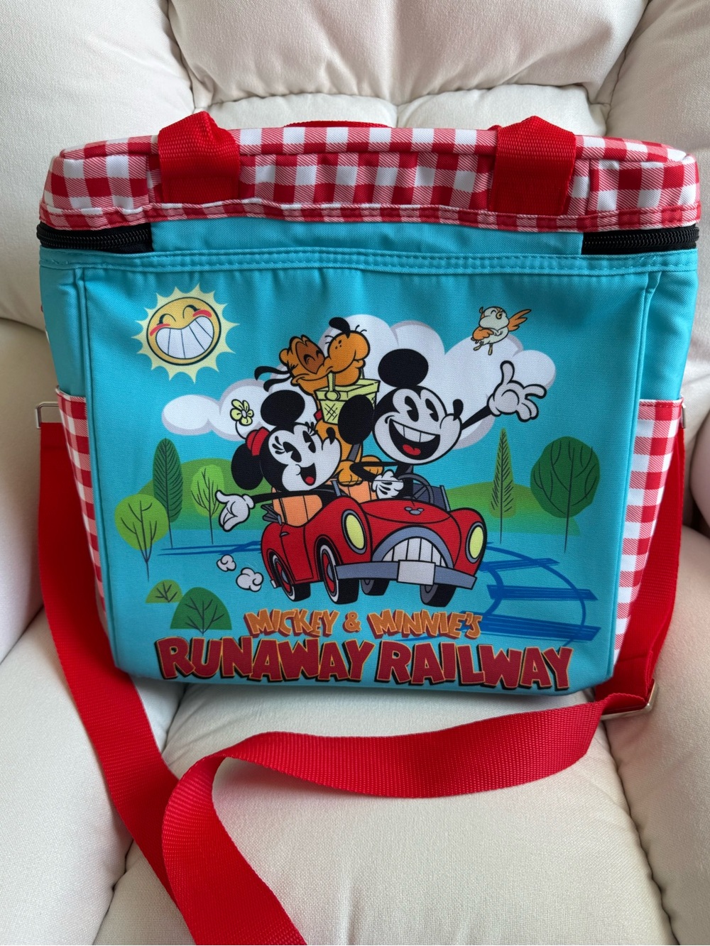 Disney Mickey & Minnie’s Runaway Railway Red Checkered Picnic Cooler & Blanket - Picture 2 of 11